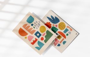 Colourful abstract illustrated card designs