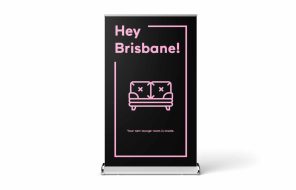 Pull up banner design reading Hey Brisbane